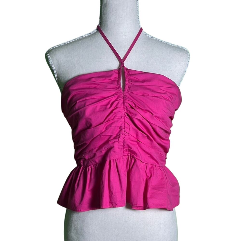 Sugarlis Pink Rushed Halter Top Size M